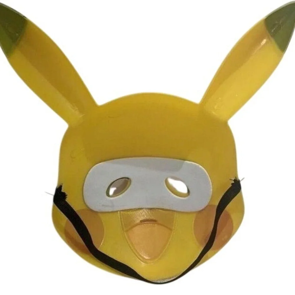 Pokemon Pikachu Plastic Costume Face Mask Yellow Kids Halloween‎ Accessory